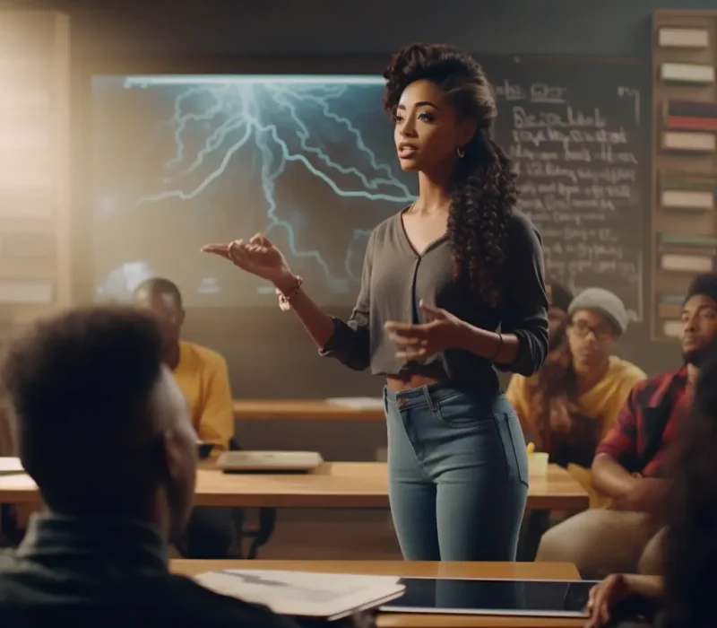 aitechnologies_A_beautiful_black_teacher_teaching_a_tech_class__84af570d-ff46-46a7-b88d-28c1939e5be1